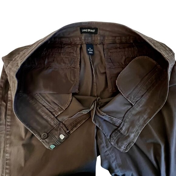 Lane Bryant Brown Cropped Stretch Pants Womens Size 20 Cotton/Spandex VGUC! - Picture 7 of 14